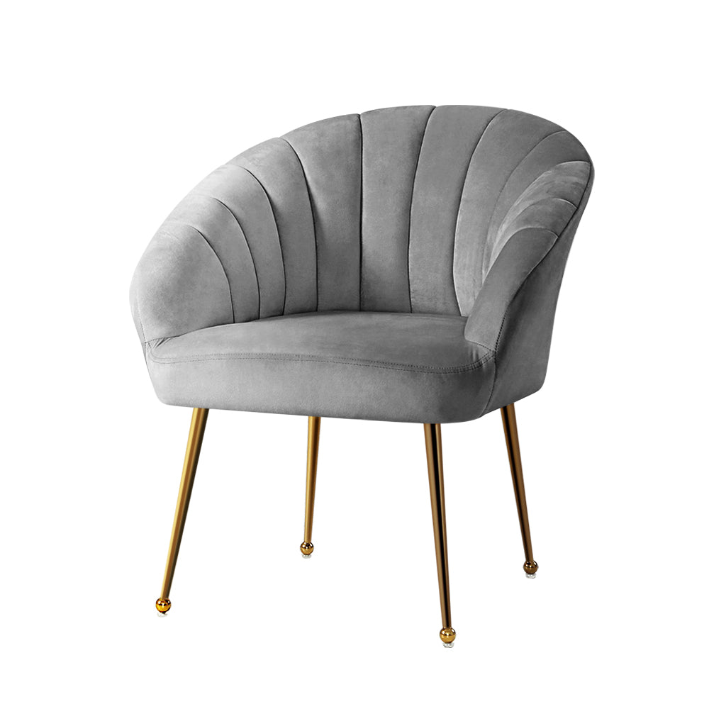 artiss armchair velvet grey eloise