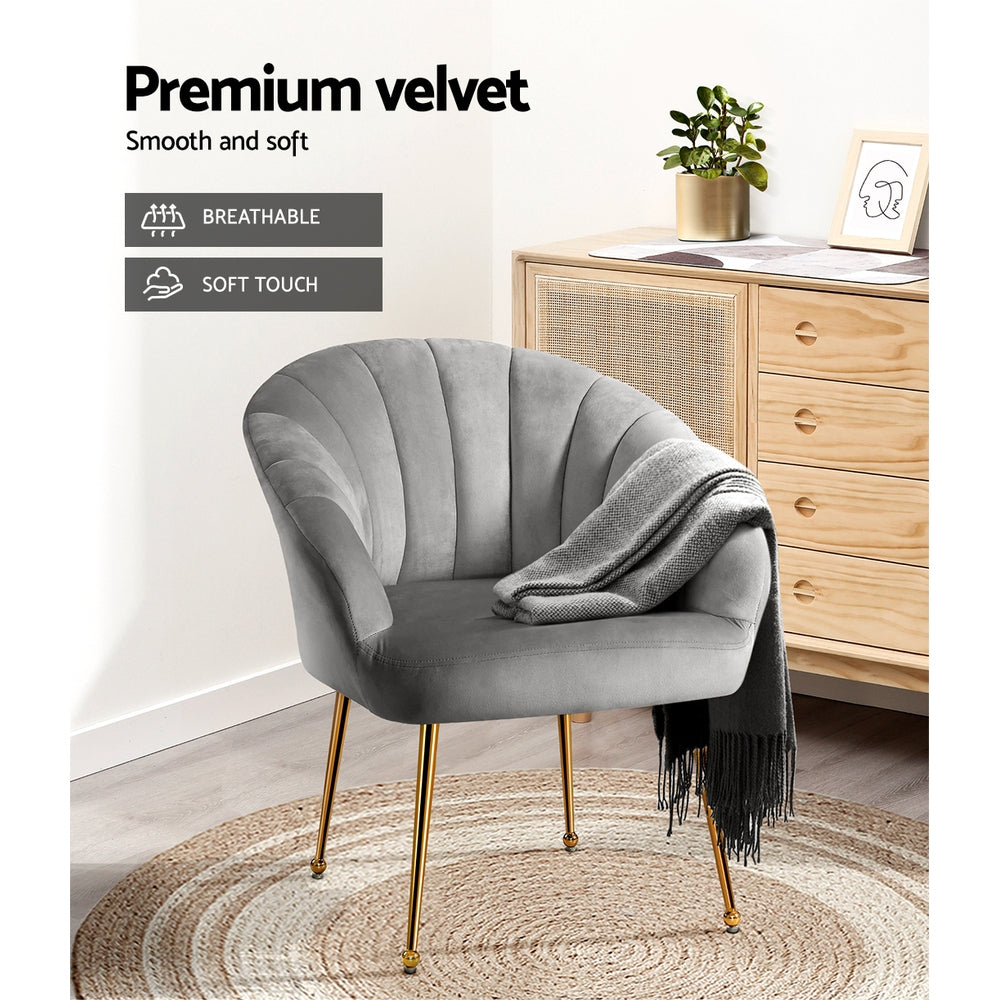 artiss armchair velvet grey eloise