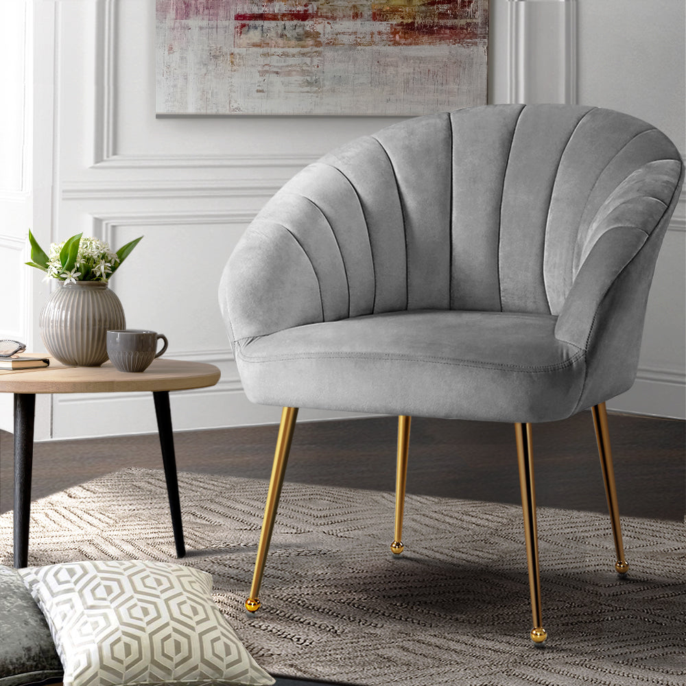 artiss armchair velvet grey eloise