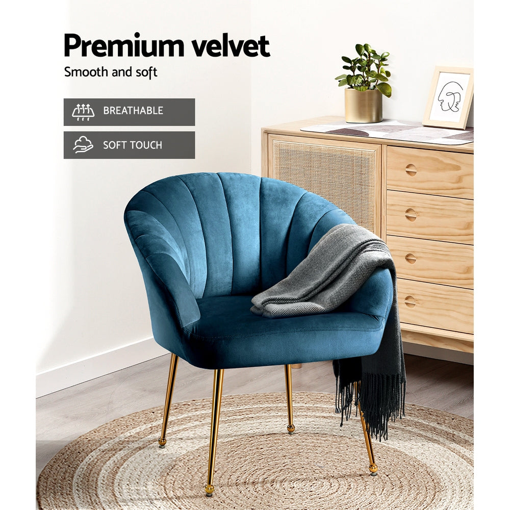 artiss armchair velvet blue eloise