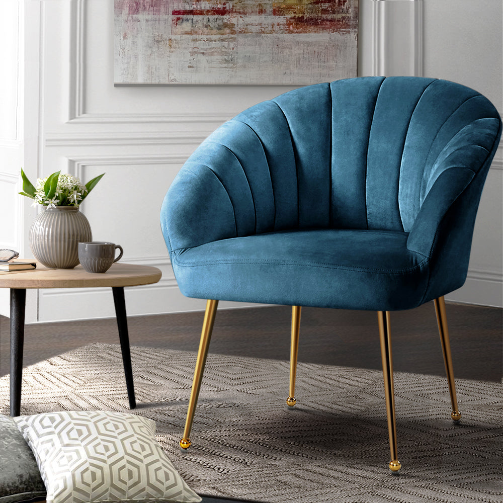 artiss armchair velvet blue eloise