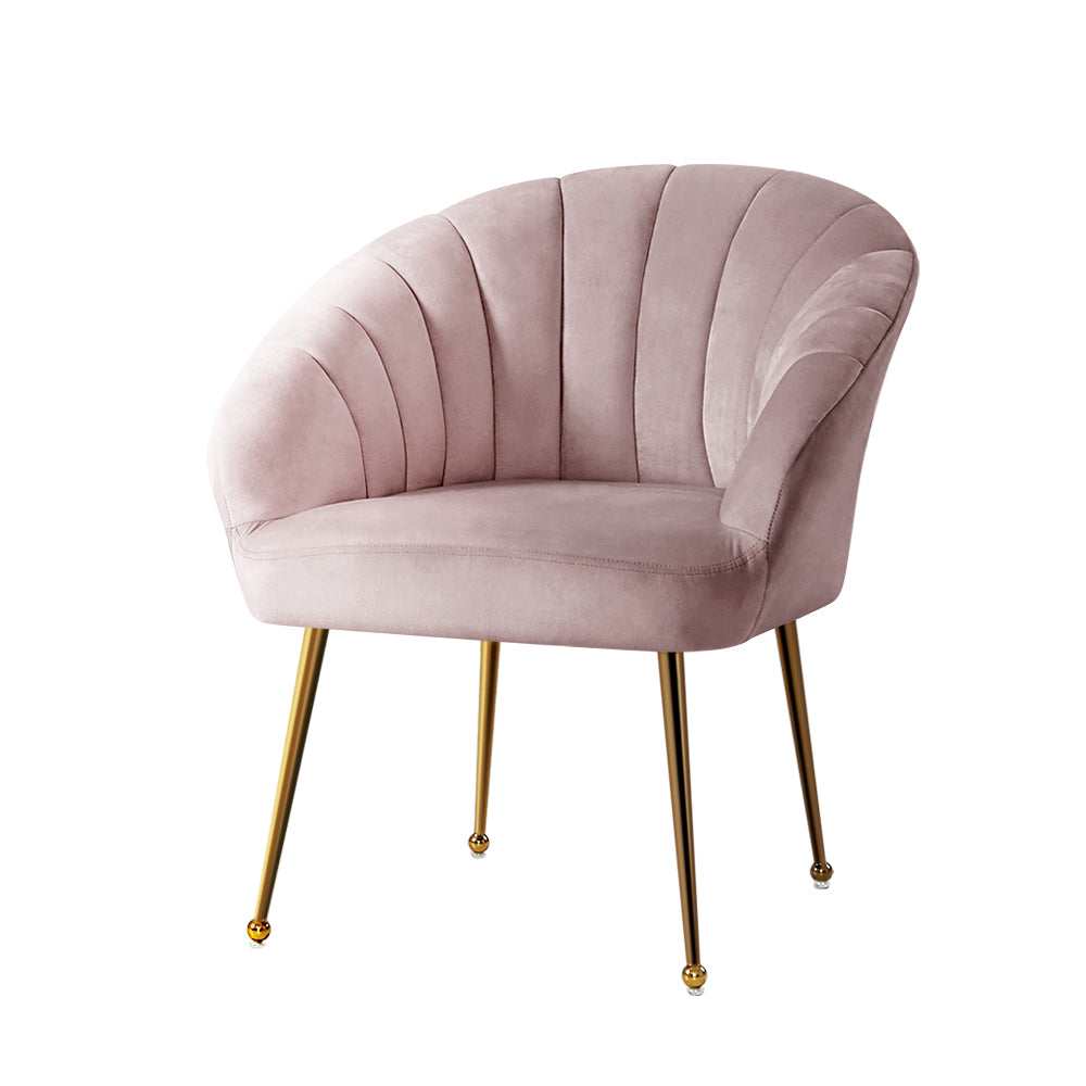 artiss armchair velvet pink eloise