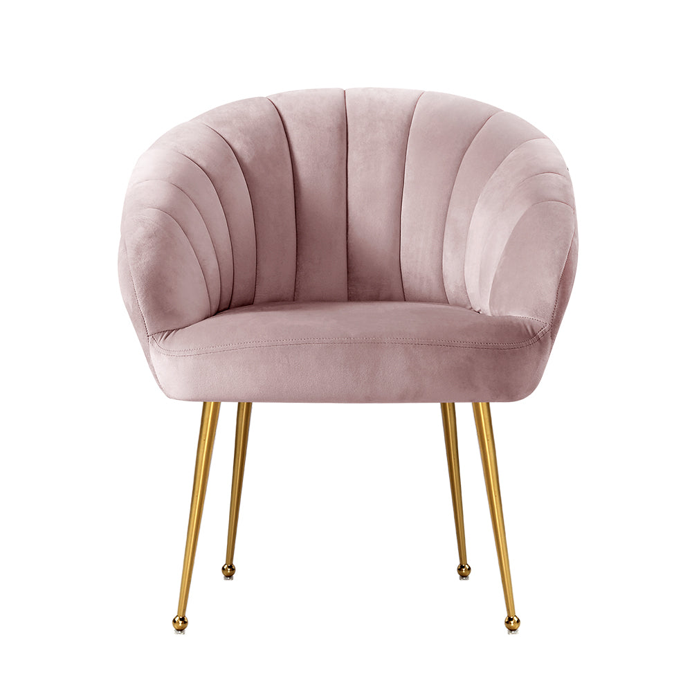 artiss armchair velvet pink eloise