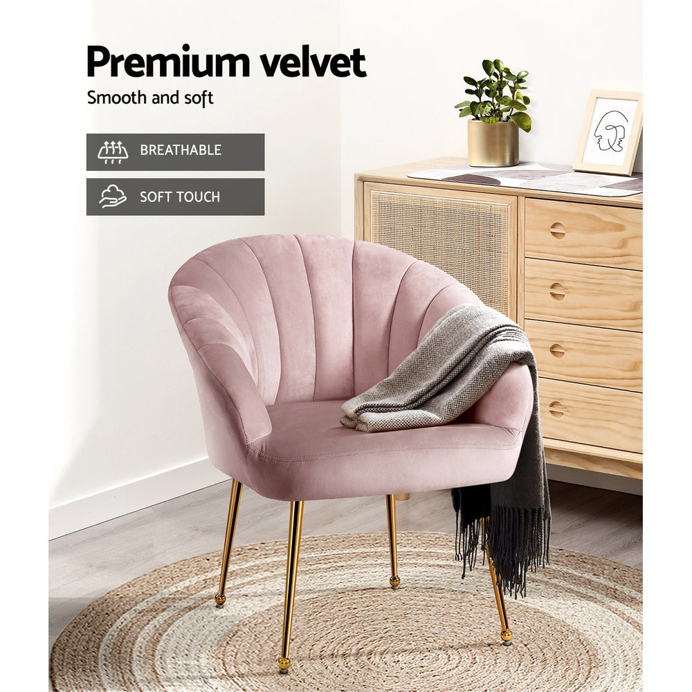 artiss armchair velvet pink eloise