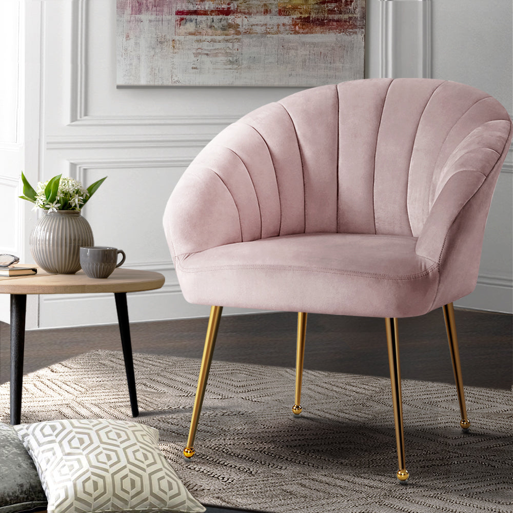 artiss armchair velvet pink eloise