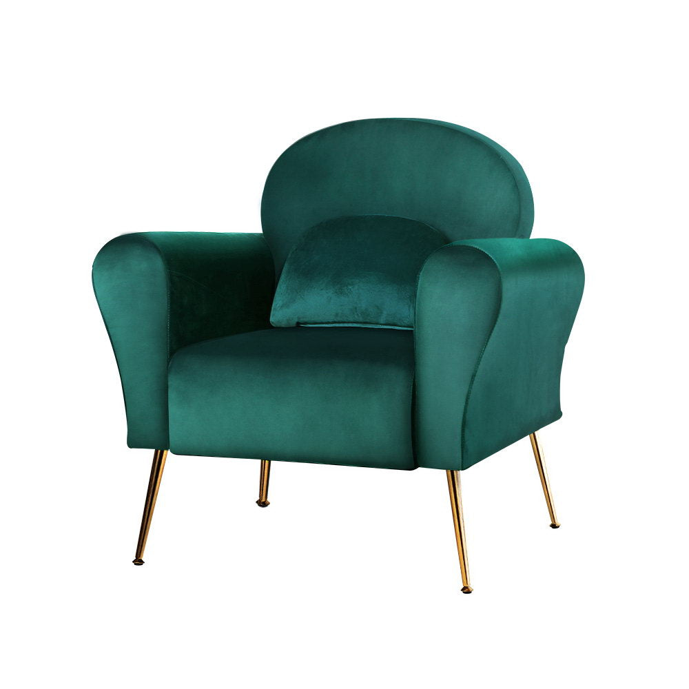 artiss armchair green velvet caroline