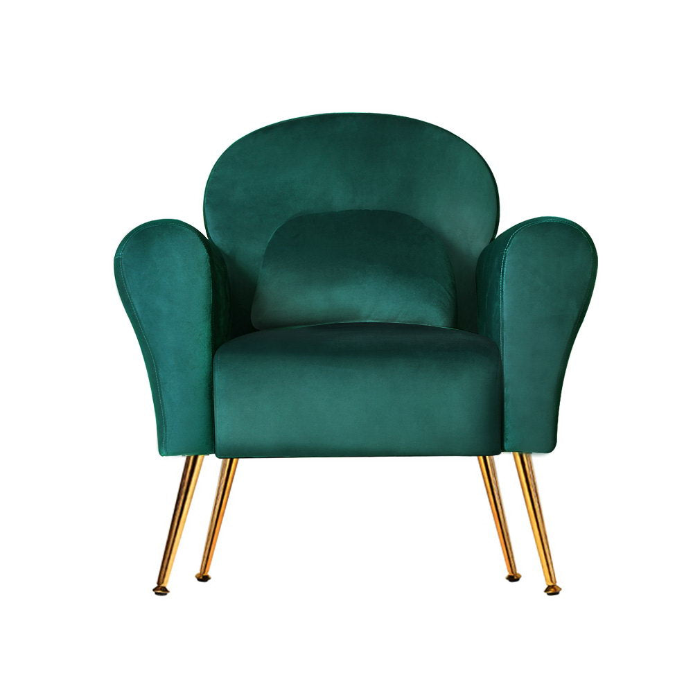 artiss armchair green velvet caroline