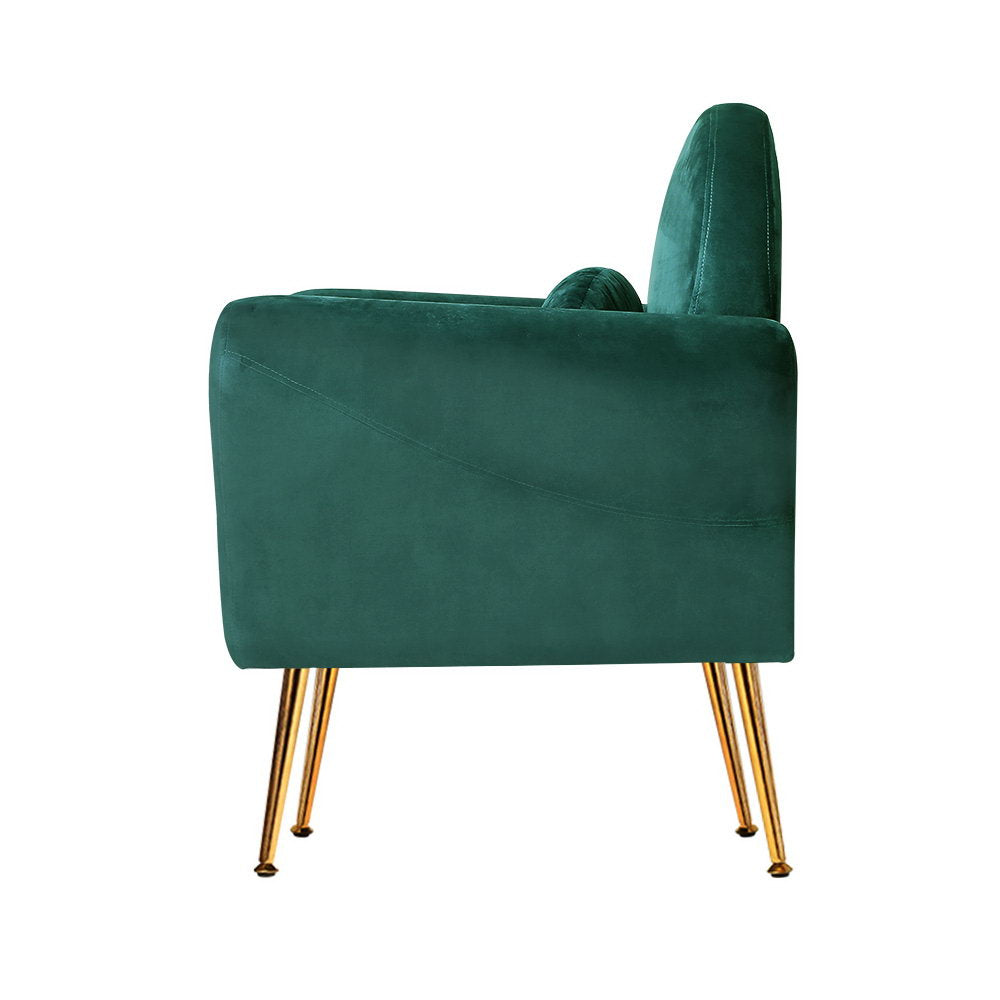 artiss armchair green velvet caroline