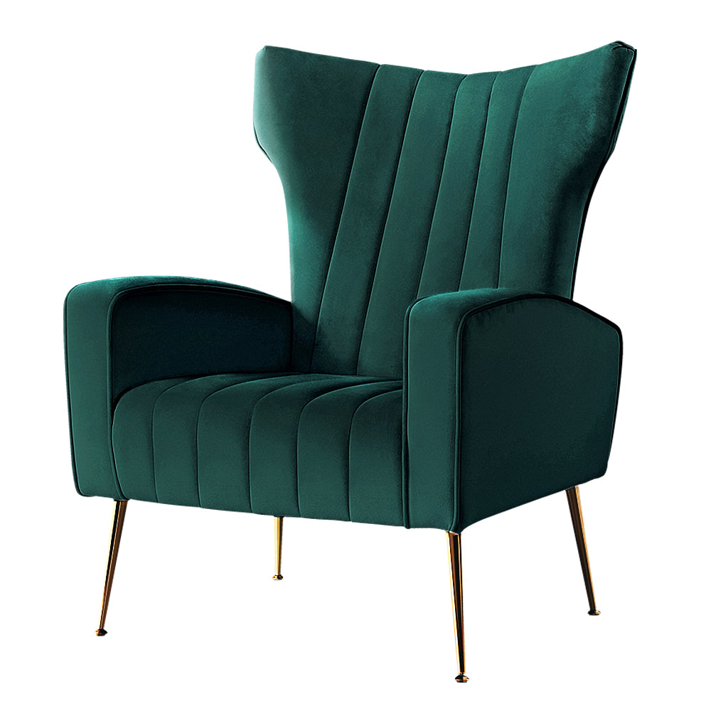 artiss armchair green velvet kate