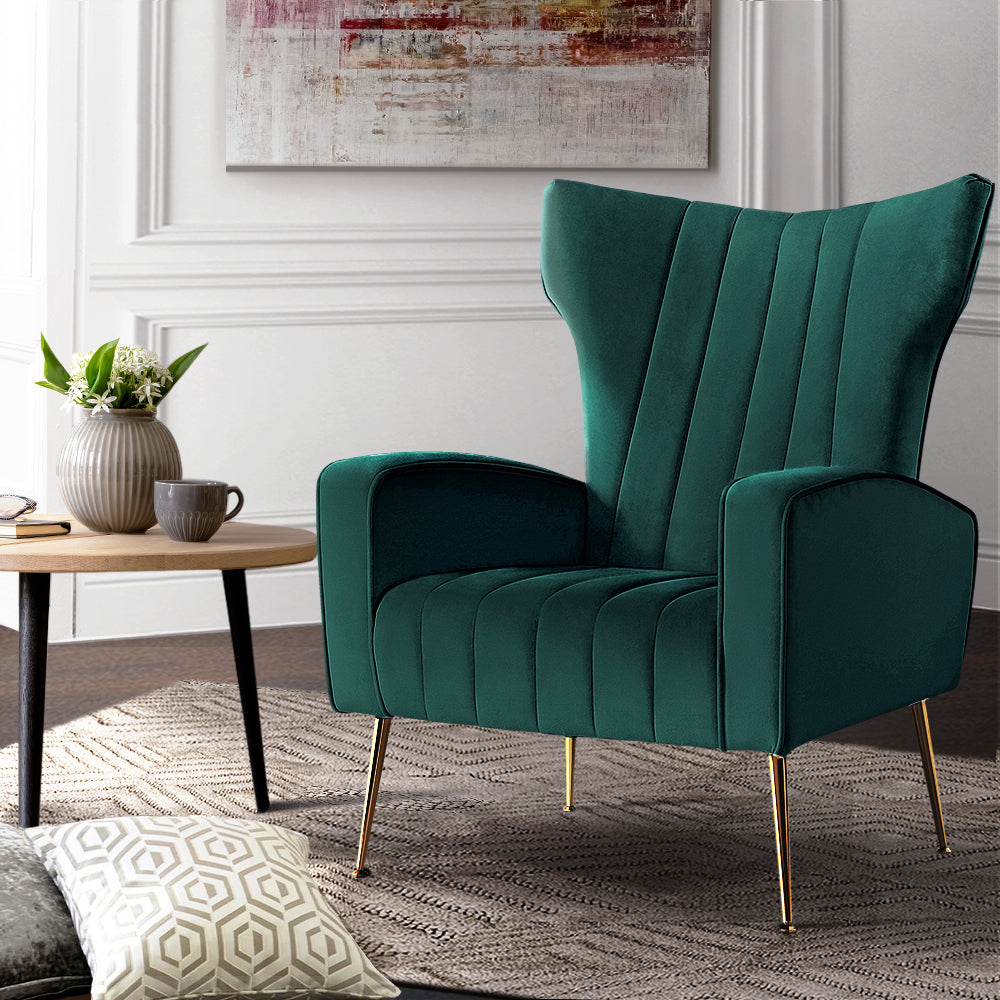 artiss armchair green velvet kate