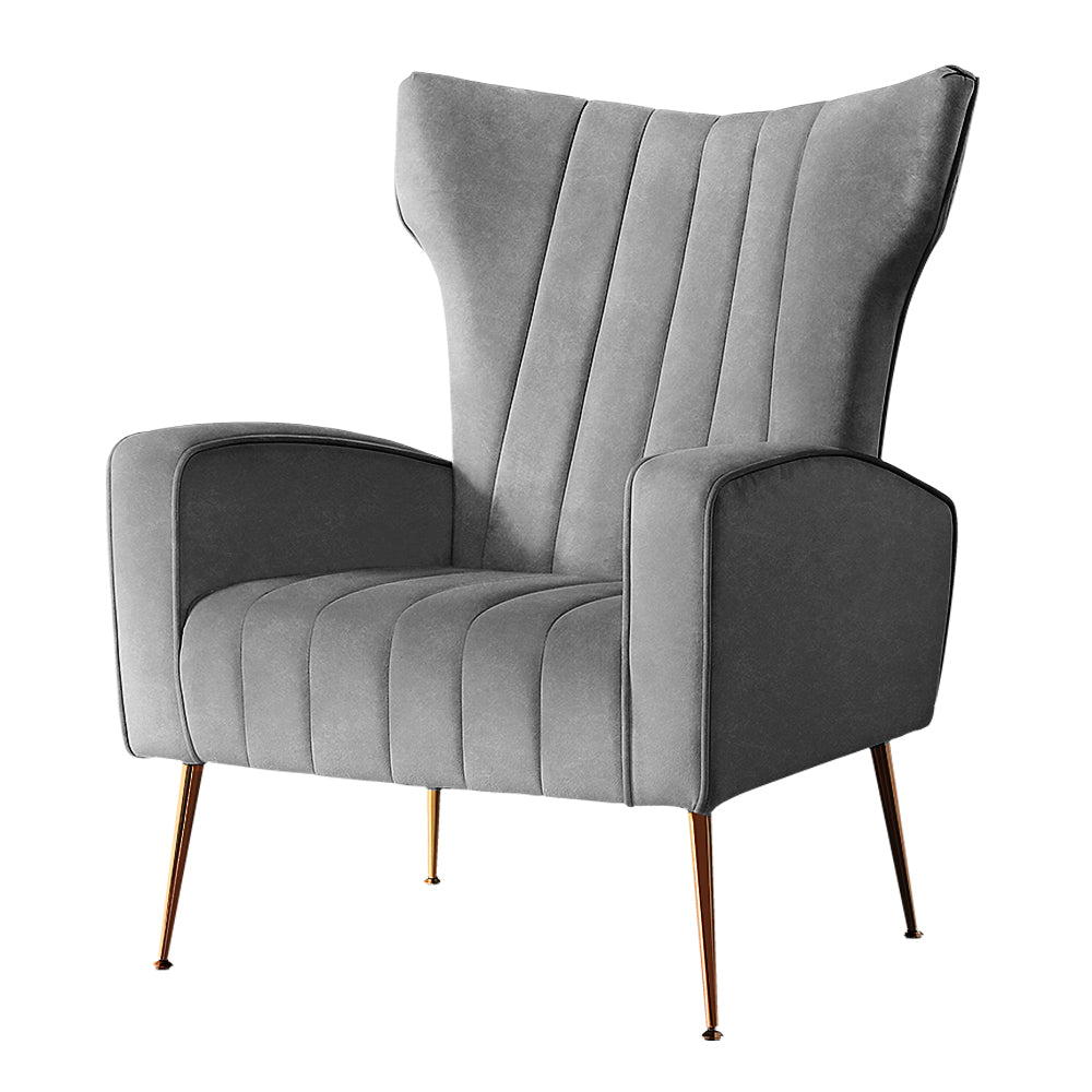 artiss armchair grey velvet kate