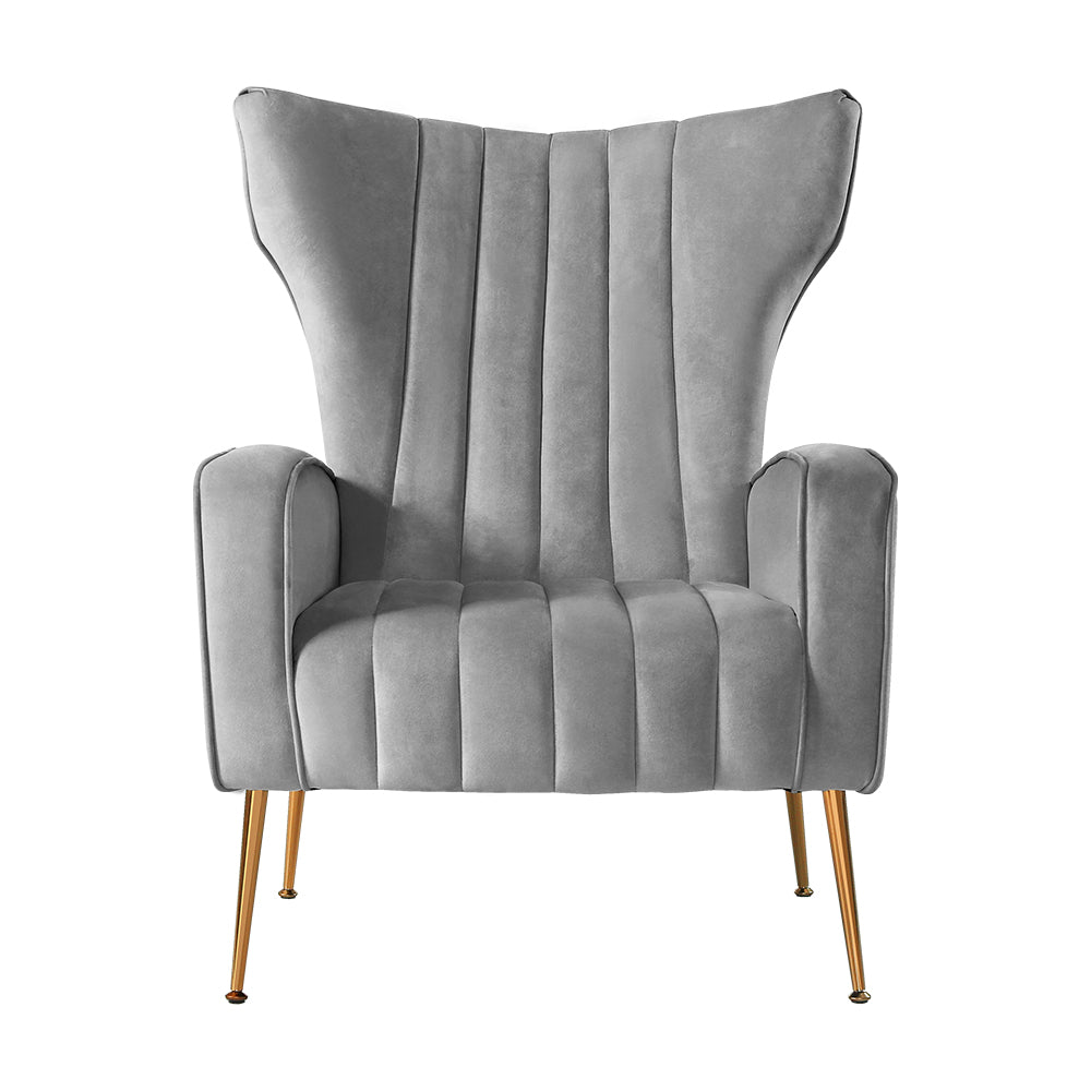 artiss armchair grey velvet kate