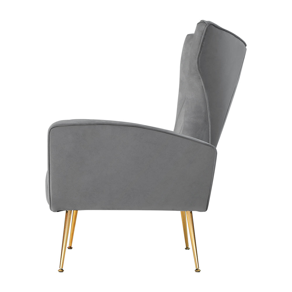 artiss armchair grey velvet kate