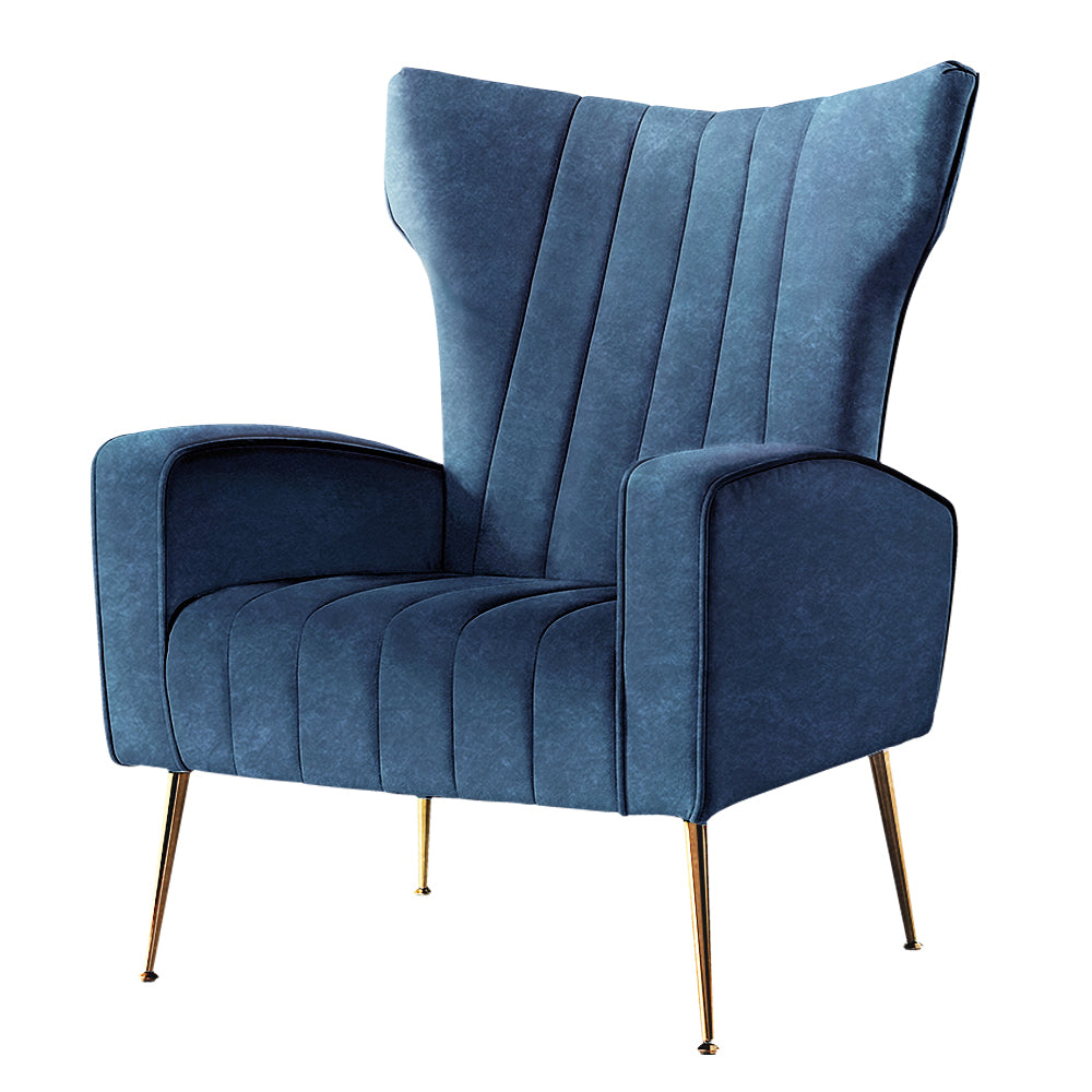 artiss armchair navy velvet kate