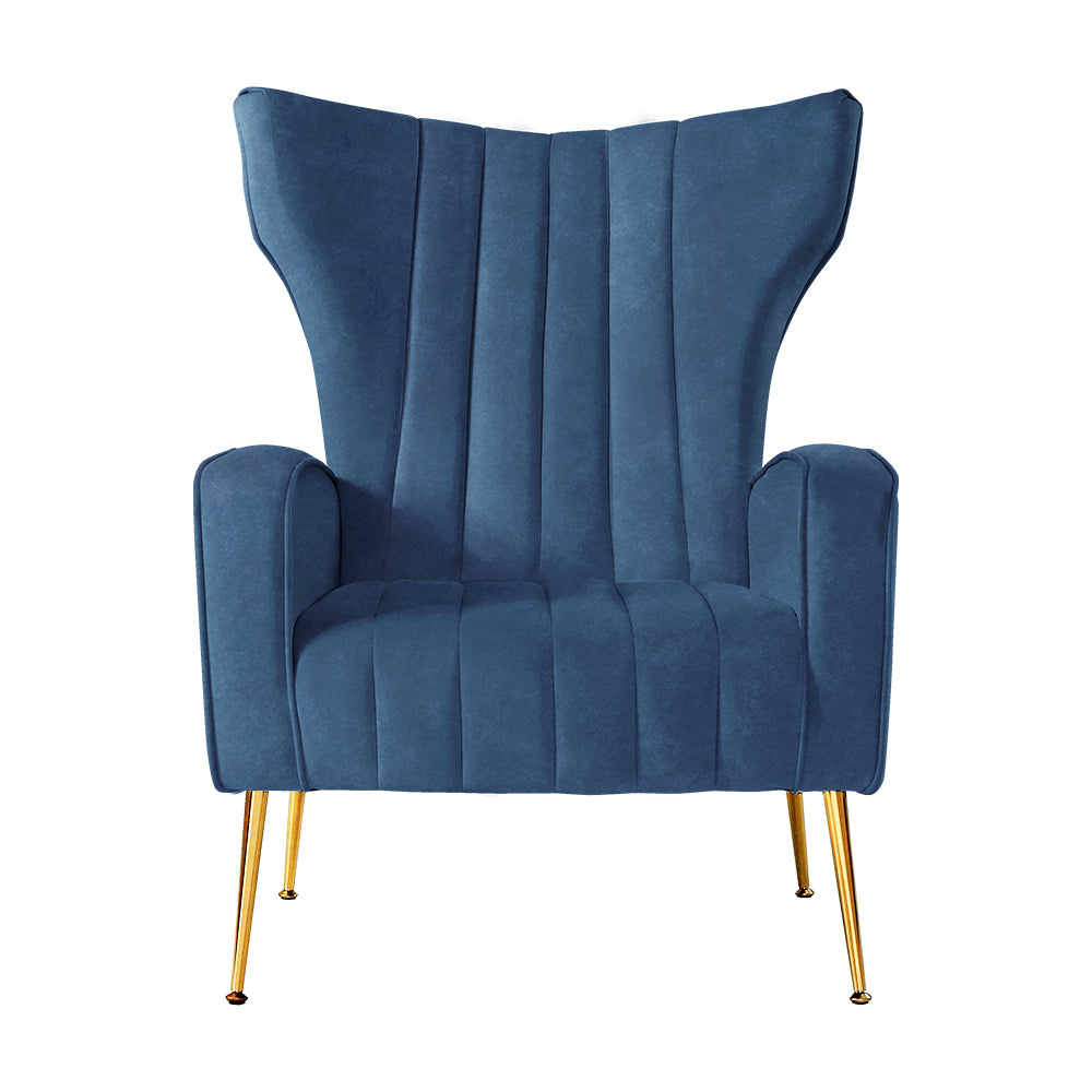 artiss armchair navy velvet kate