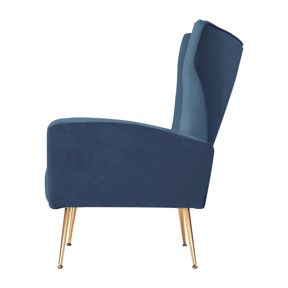 artiss armchair navy velvet kate