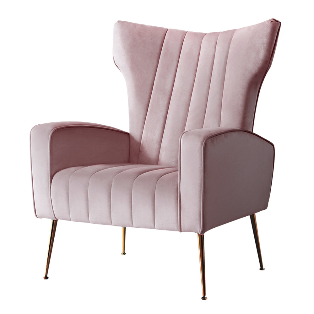 artiss armchair pink velvet kate