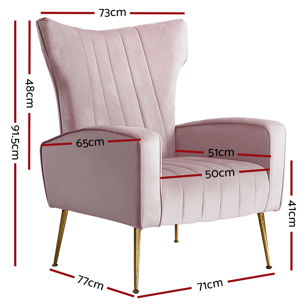 artiss armchair pink velvet kate