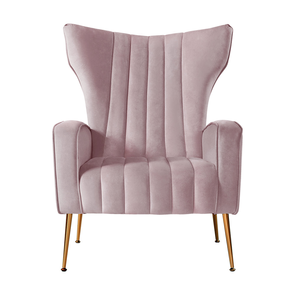 artiss armchair pink velvet kate