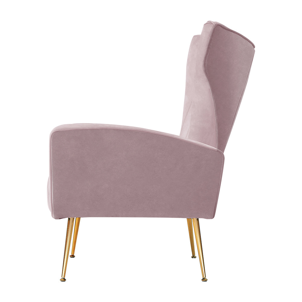 artiss armchair pink velvet kate