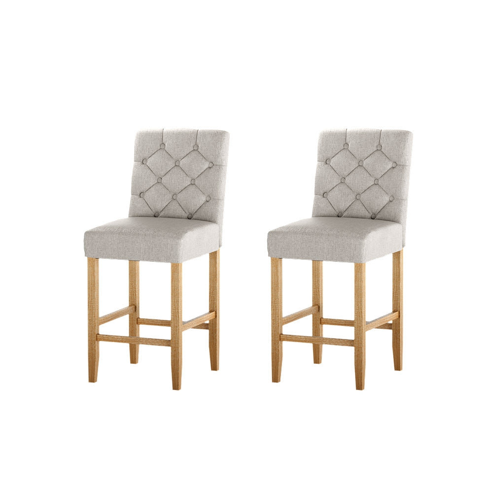 artiss 2x bar stools linen upholstered chairs