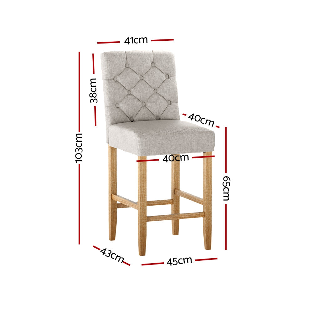 artiss 2x bar stools linen upholstered chairs