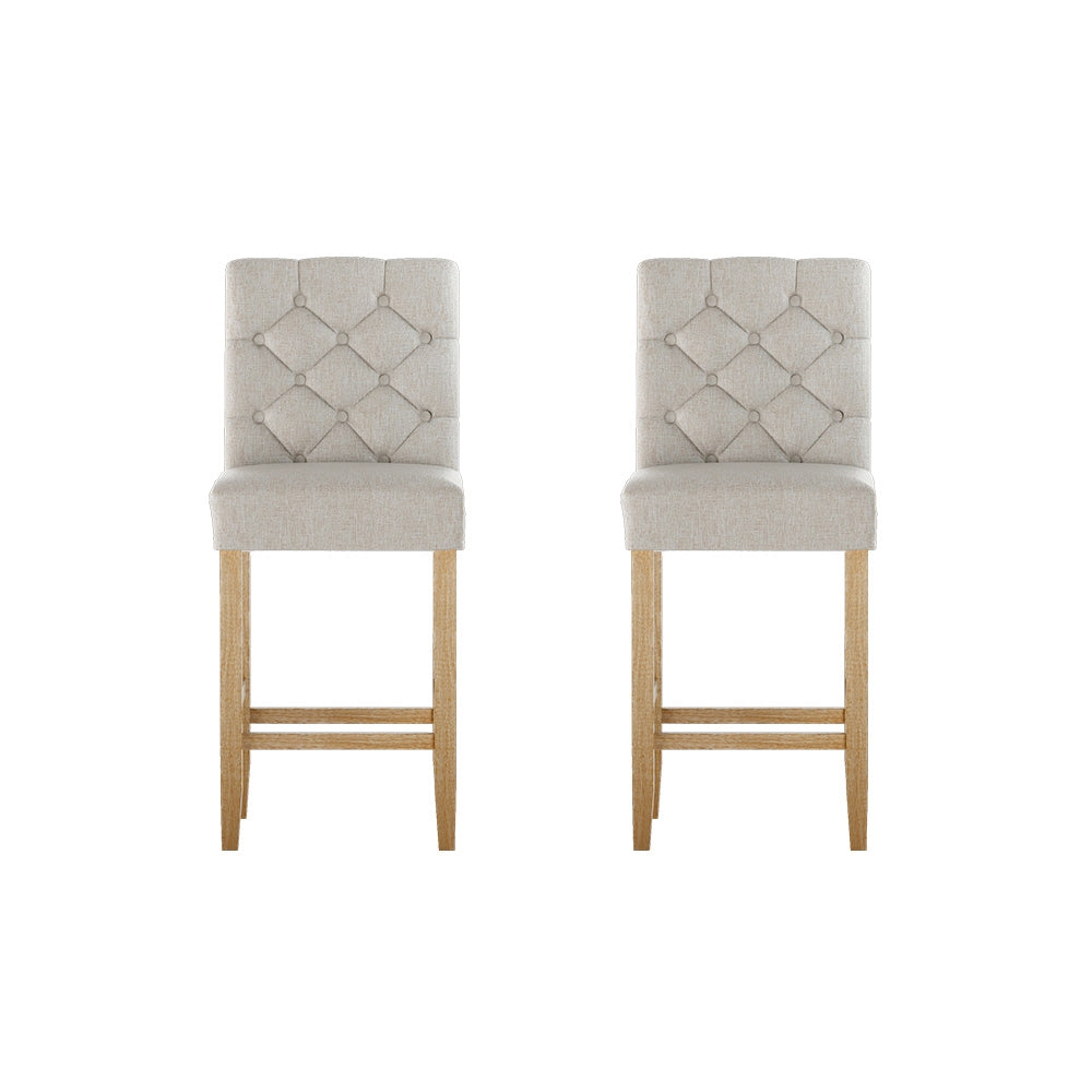 artiss 2x bar stools linen upholstered chairs