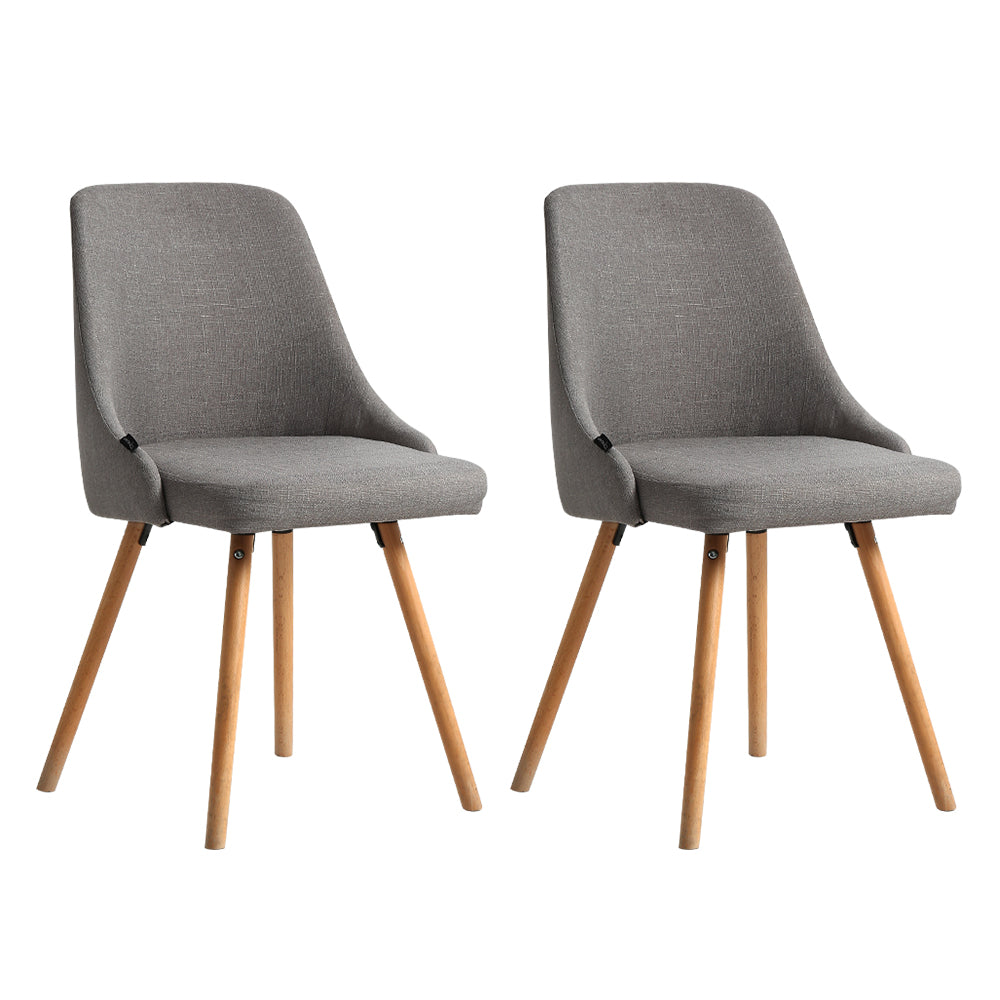 artiss dining chairs set of 2 fabric wooden grey