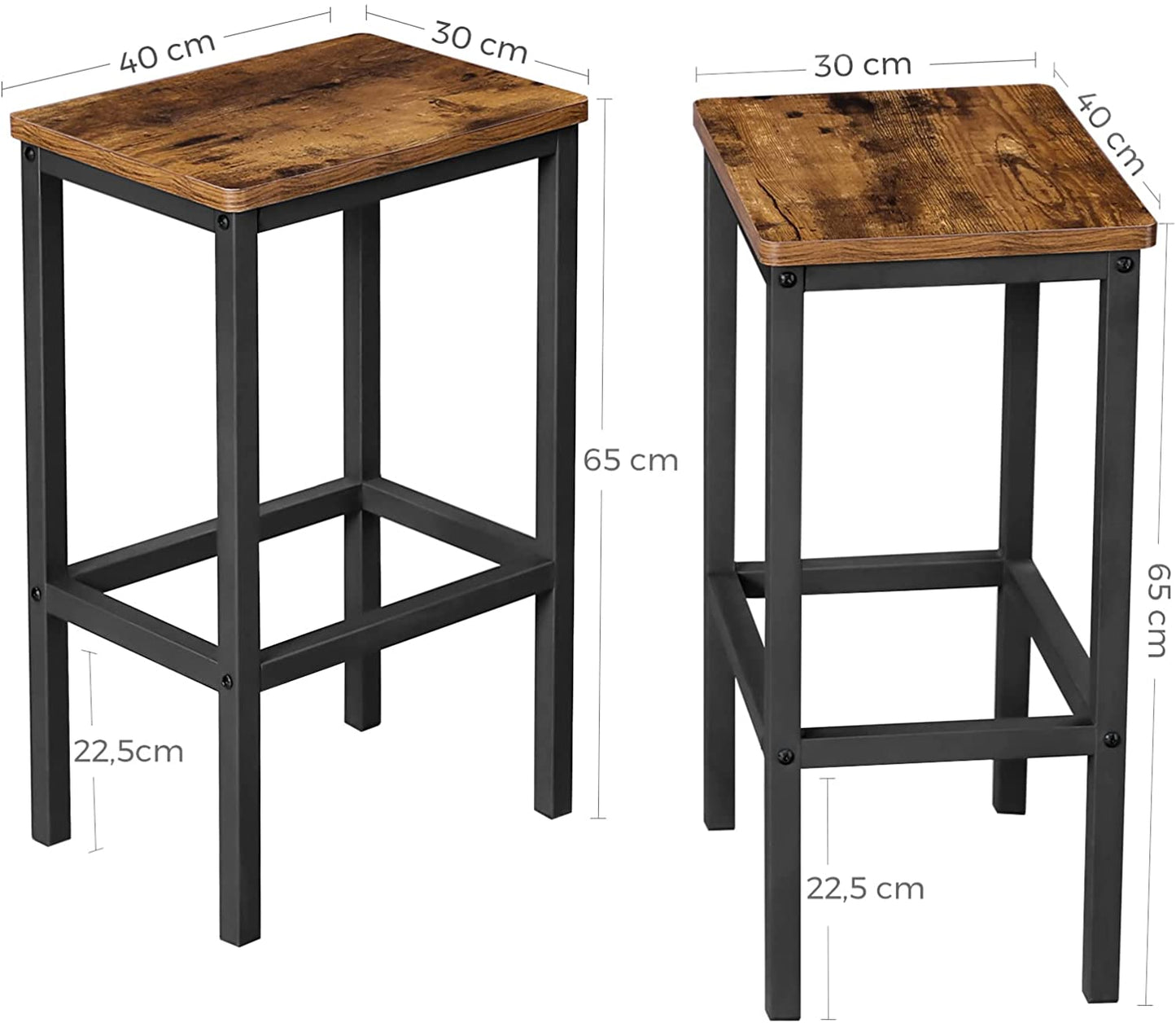 bar set stools of 2 bar chairs, rustic brown