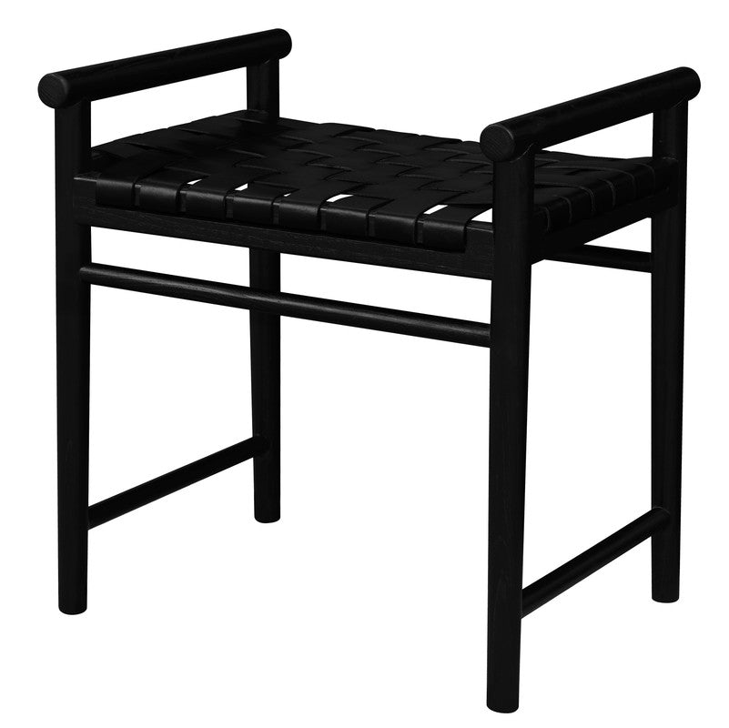 elliot single seater bench with genuine leather (black)