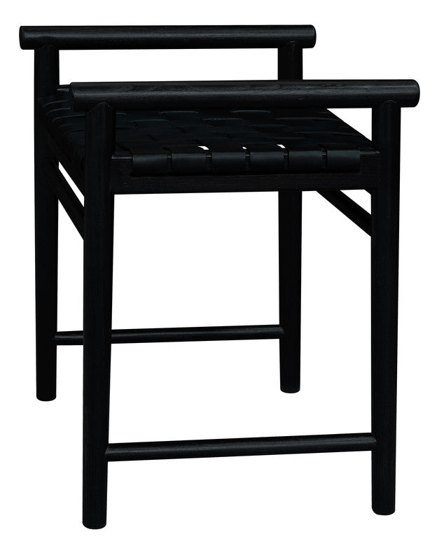 elliot single seater bench with genuine leather (black)