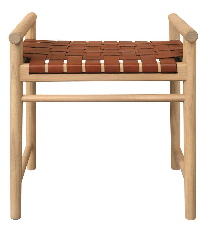 elliot single seater bench with genuine leather (natural)