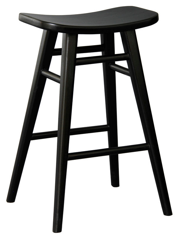 aria oval solid timber counter stool (black)