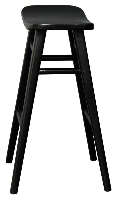 aria oval solid timber counter stool (black)