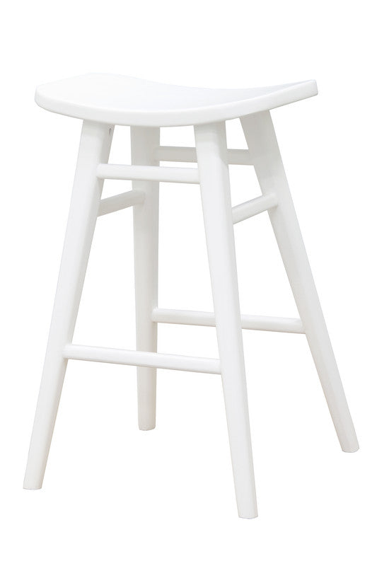 aria oval solid timber counter stool (white)