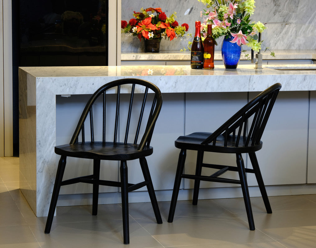 vera solid oak dining chair - set of 2 (black)