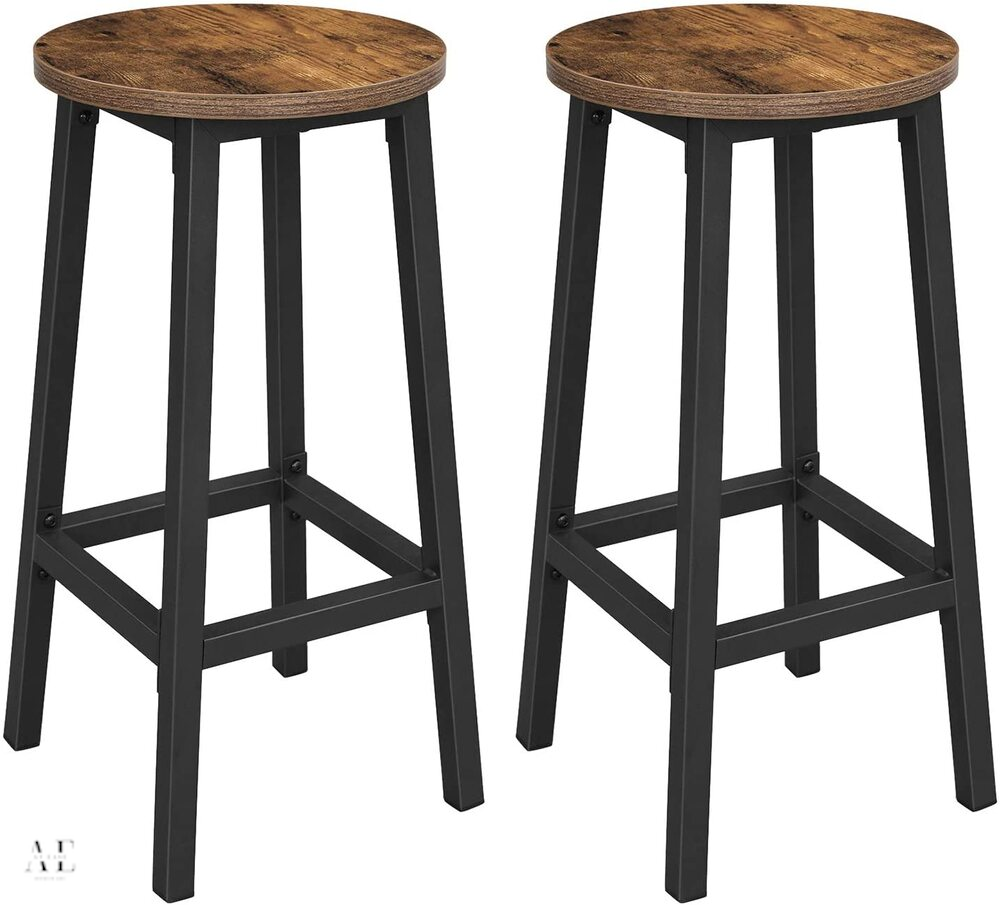 bar stools industrial style - vintage brown/black (2pcs)