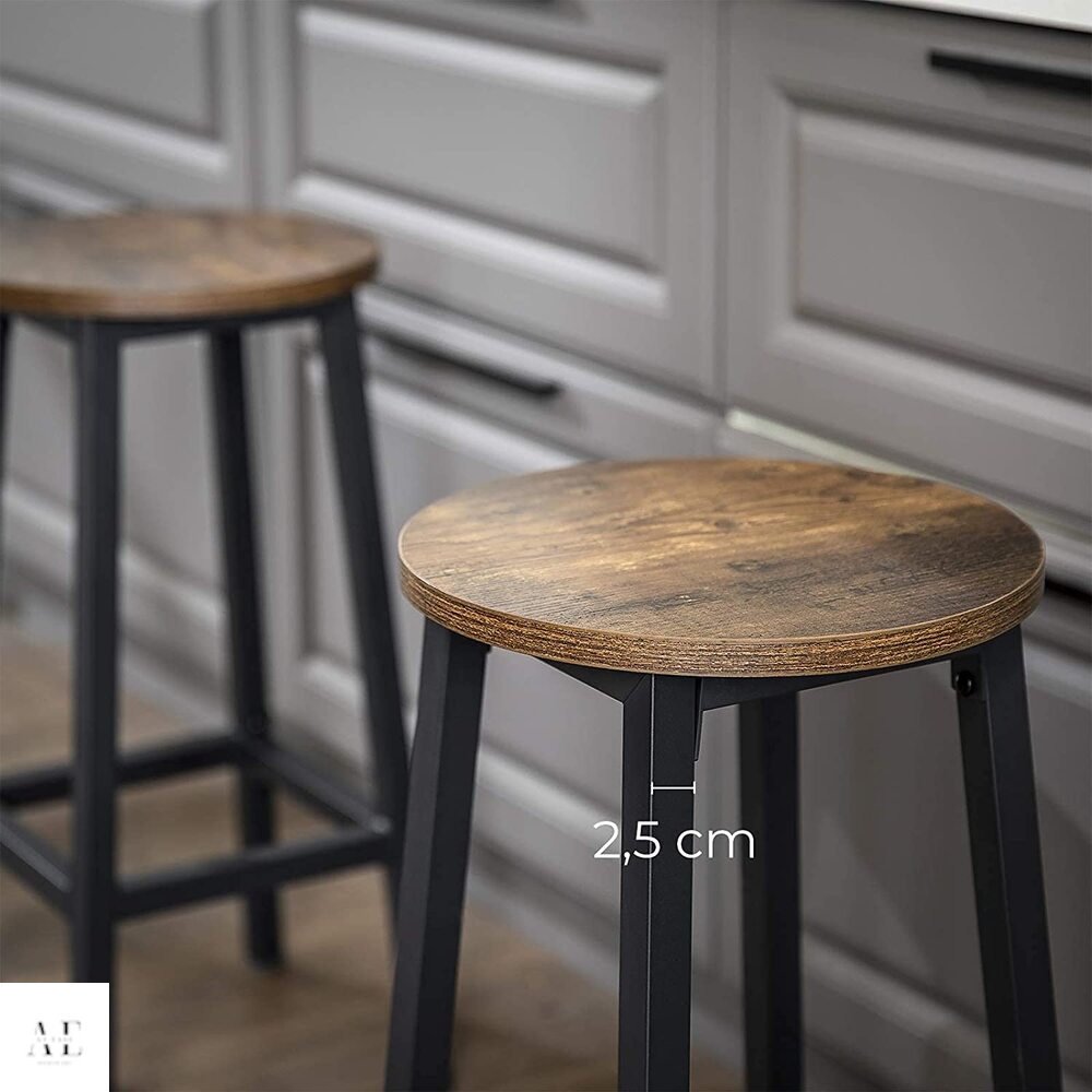 bar stools industrial style - vintage brown/black (2pcs)