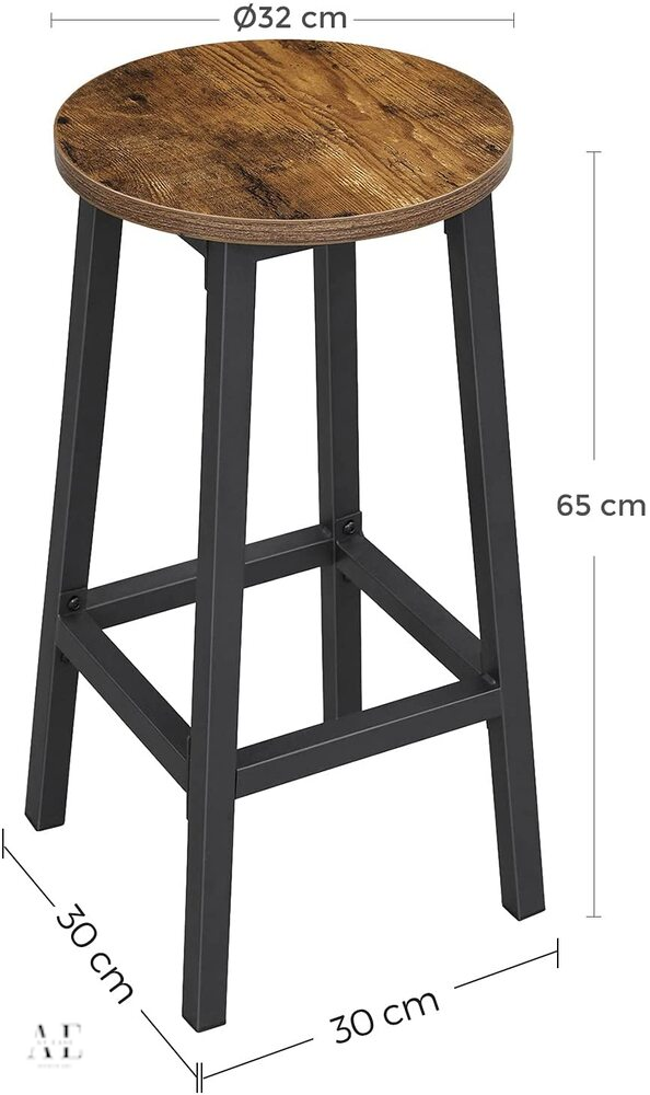 bar stools industrial style - vintage brown/black (2pcs)