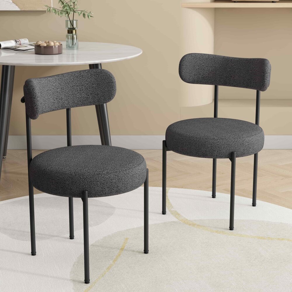 charcoal chic boucle elsa dining chairs