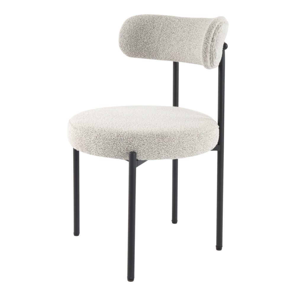 luxe boucle cushioned elsa dining chairs in arctic white