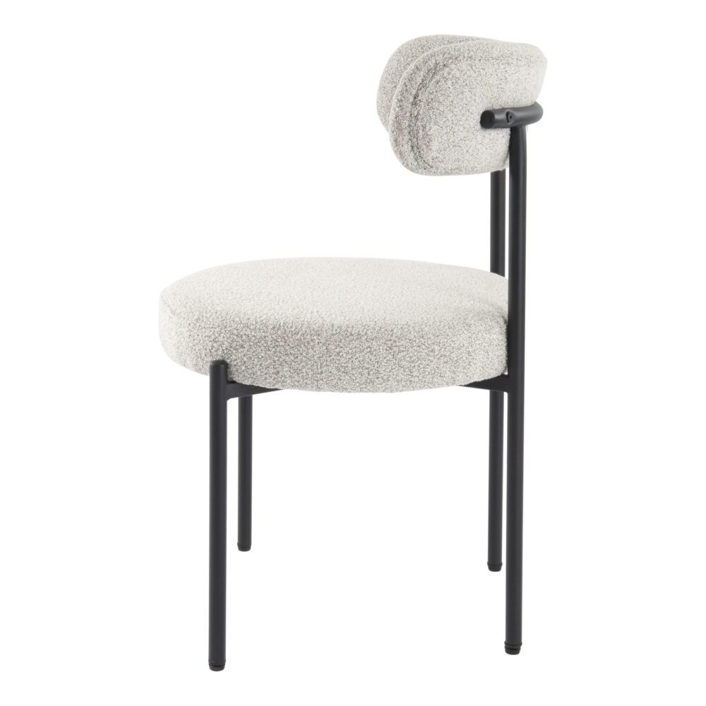 luxe boucle cushioned elsa dining chairs in arctic white