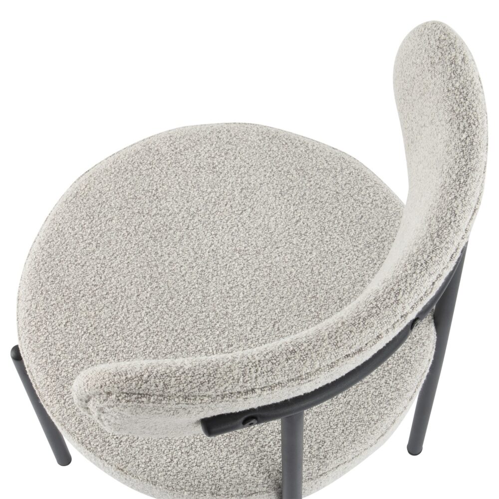 luxe boucle cushioned elsa dining chairs in arctic white