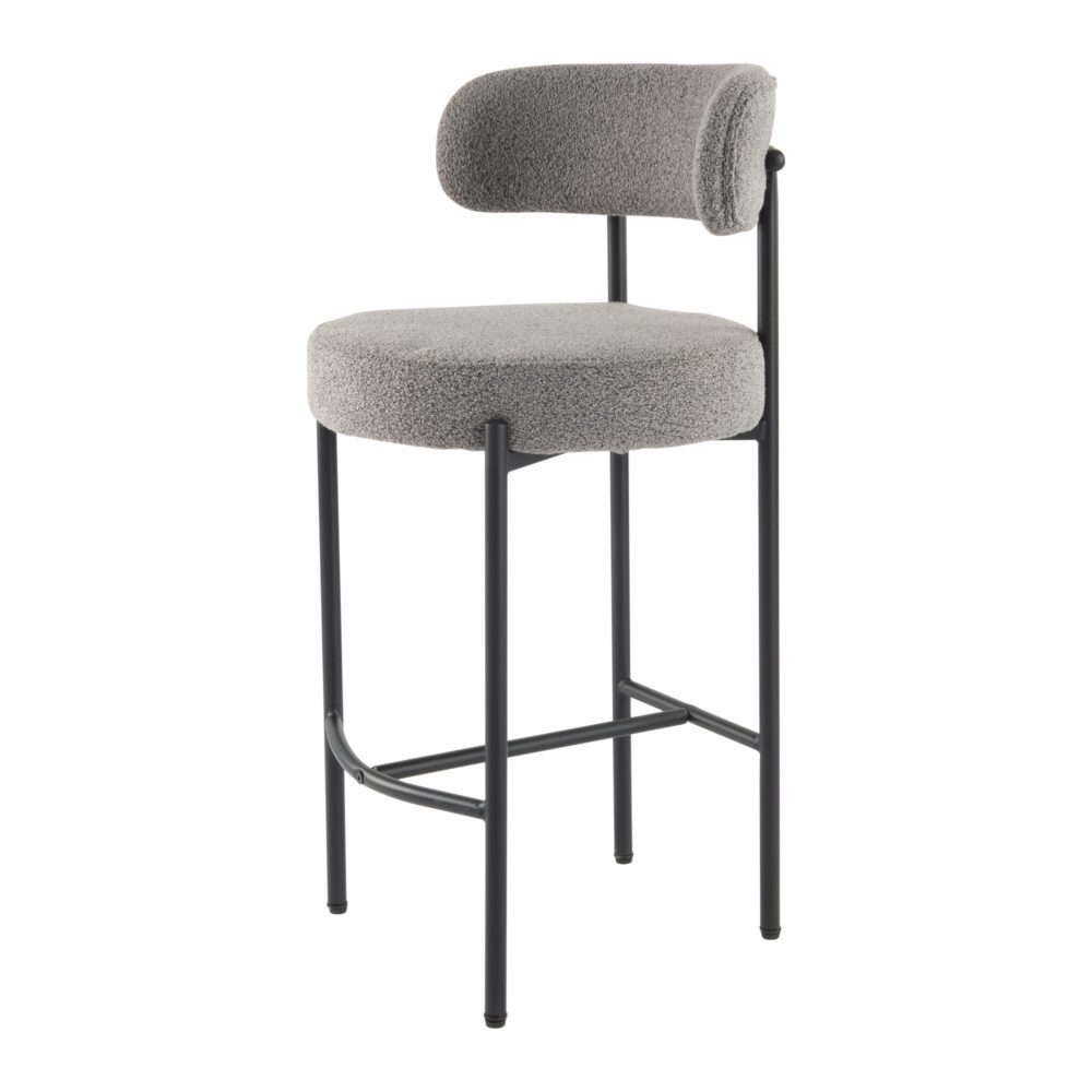 contemporary grey boucle elsa low bar stools