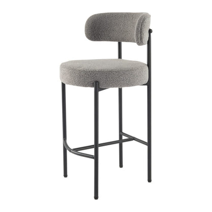 Contemporary Grey Boucle Elsa Low Bar Stools