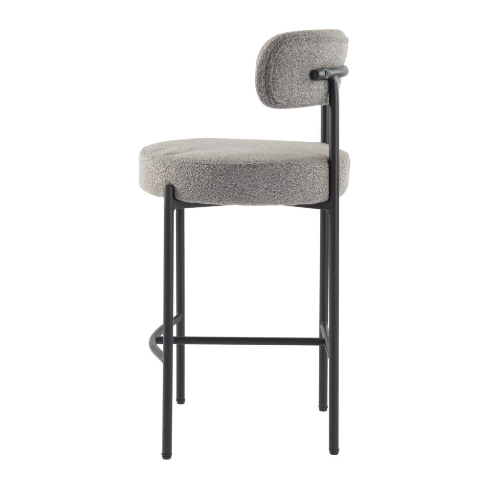 contemporary grey boucle elsa low bar stools