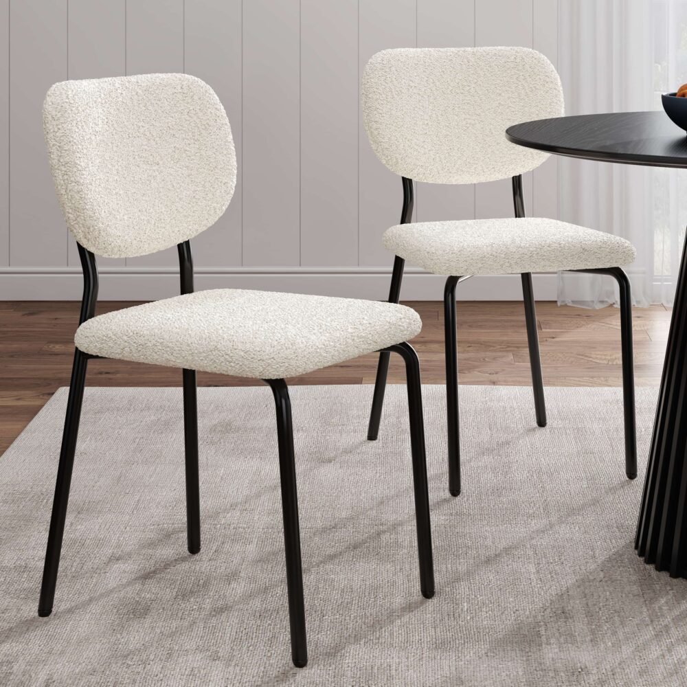 white whisper teddy fabric dining duo