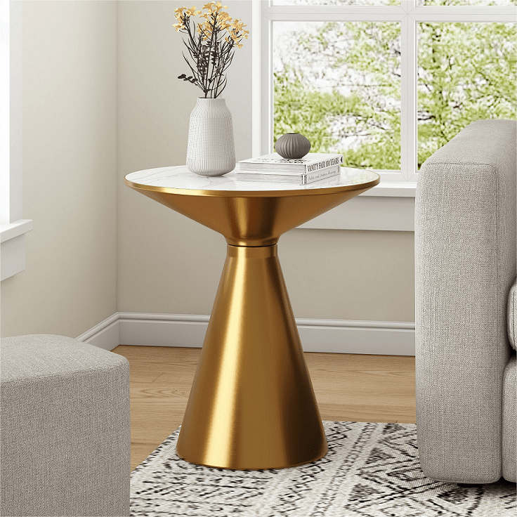 golden halo round side table