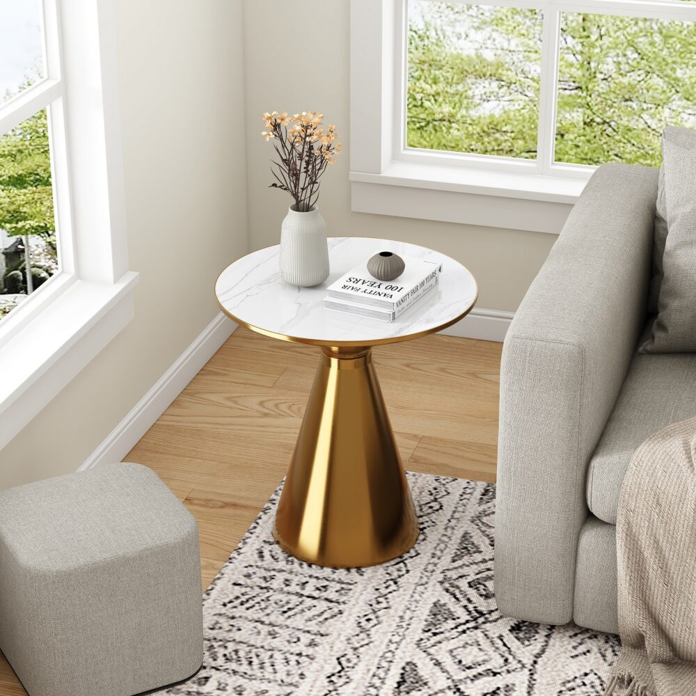 golden halo round side table