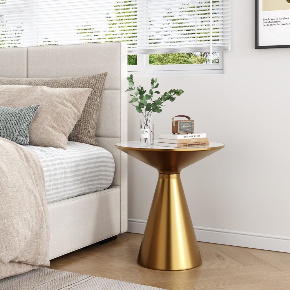 golden halo round side table